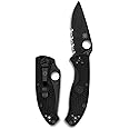 Spyderco Tenacious Lightweight Folding Utility Pocket Knife with 3.39" Black Stainless Steel Blade and Black FRN Handle - Everyday Carry - CombinationEdge - C122PSBBK
