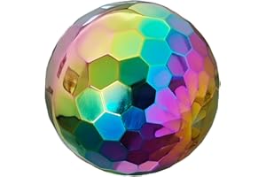 DIZAHAB 304 Stainless Steel Gazing Ball Sculptures Diamond Ball Decoration Mirror Hollow Decor Ball Reflective Garden Sphere Hollow Metal Ball Ornament Statues Gazing Globe for Home Garden (Rainbow 8 inch)