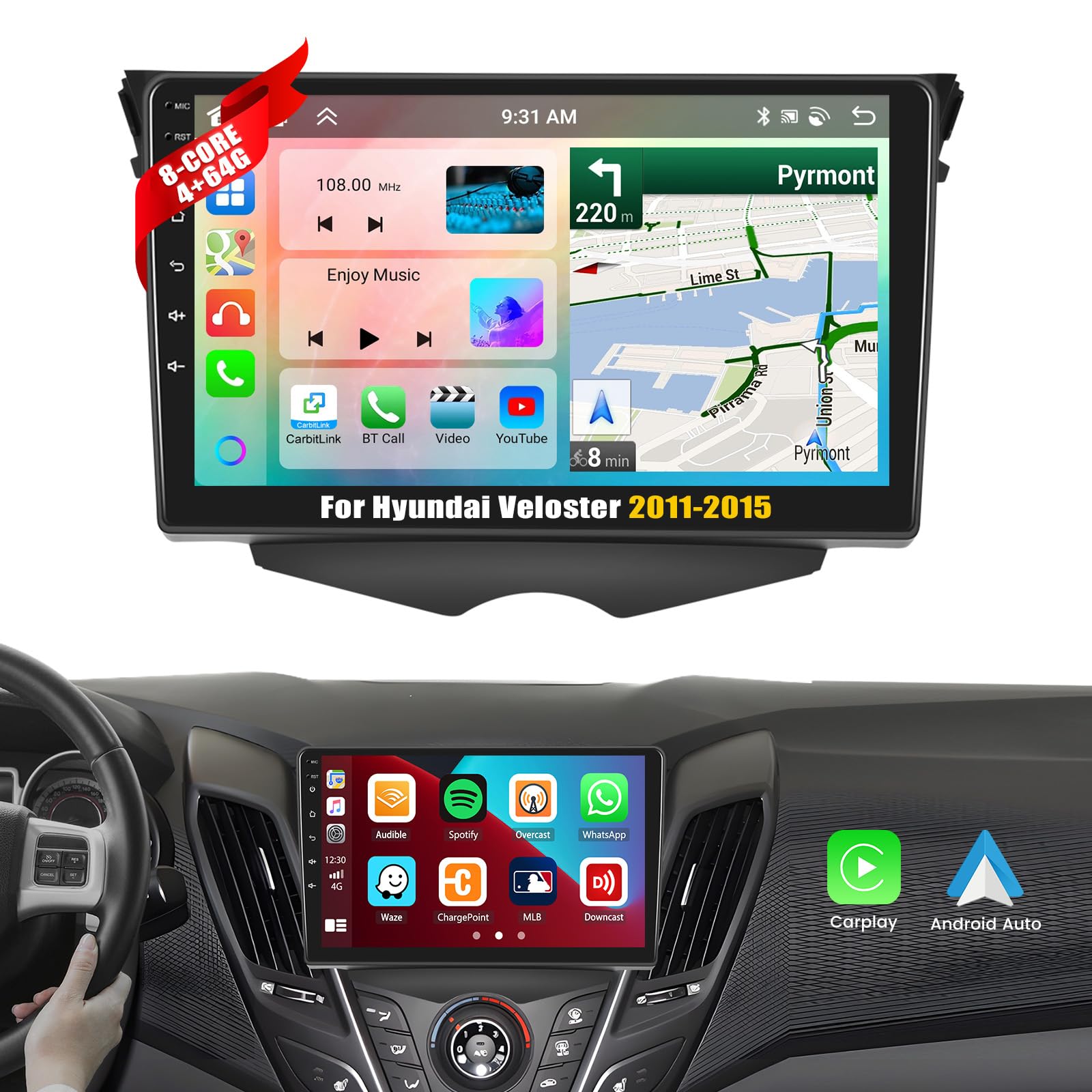 [8 Core 4G+64G] Android 13 Car Stereo for Hyundai