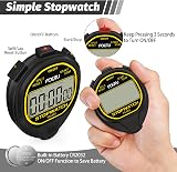 FCXJTU Digital Waterproof Stopwatch 1/100 Sec Silent Large Display Black view 5