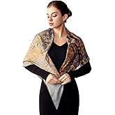 PoeticEHome Cashmere Scarf Wrap 36"x36" - Featherlight & Wrinkle-Free Artistic Square Shawl for Travel & Office, Gift Ready