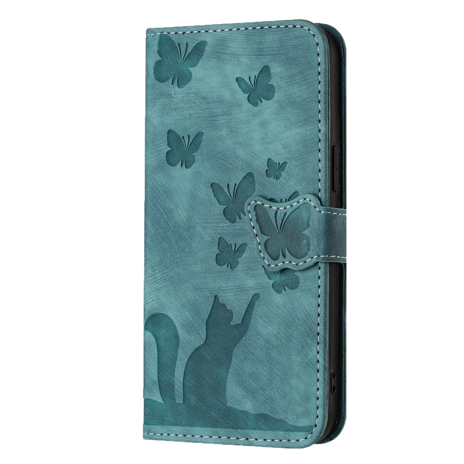 Wuhaizher iPhone X Case iPhone XS Case Butterfly Cat Shockproof PU Leather Wallet Phone Case for Girls with Card Holder Folding Stand Magnetic Scratchproof Protect Flip Cover for iPhone X/XS, Green