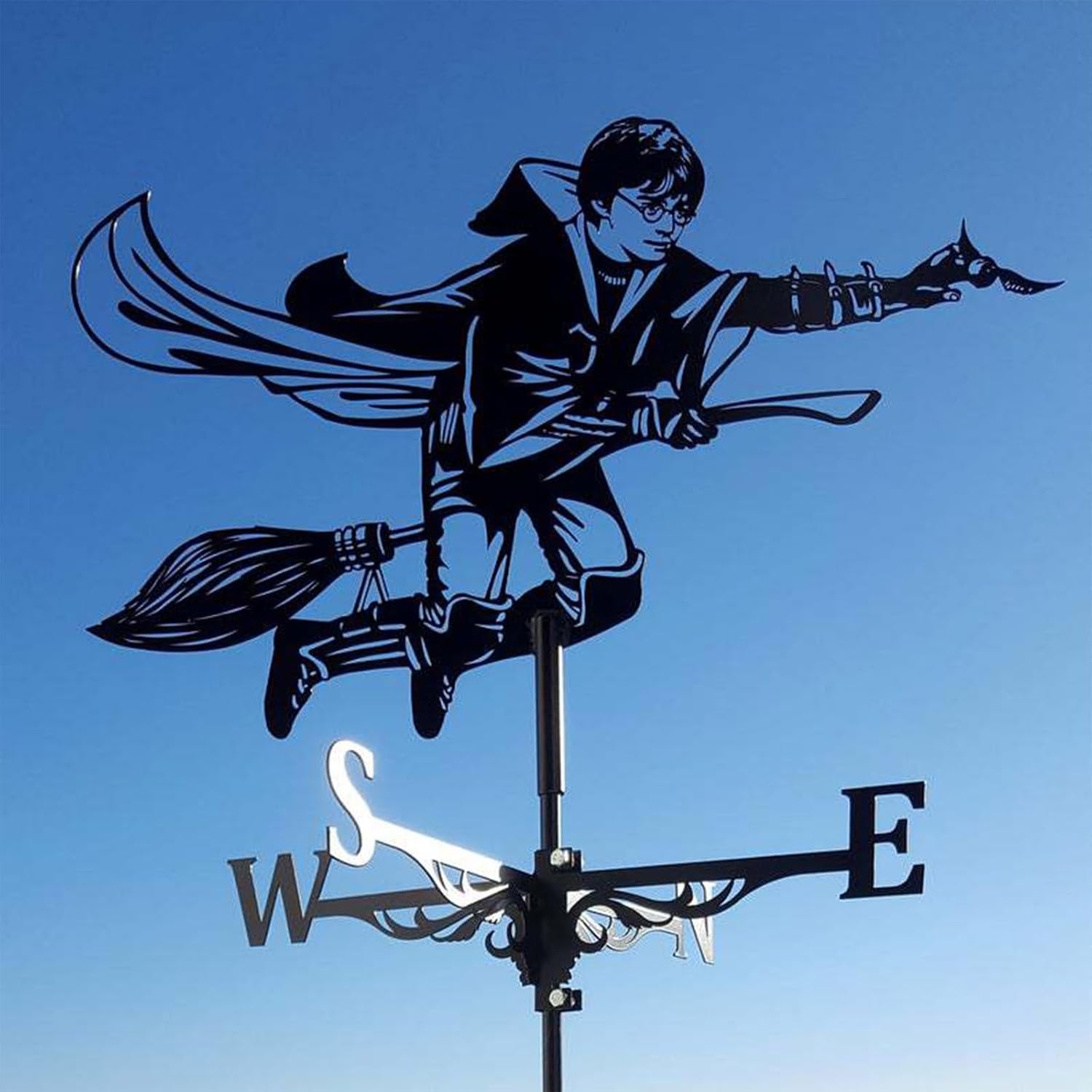 Weathervanes - Retro Animal Weathervanes-European Art Weather Wind Vane for Outside Yard, Durable Metal Weathervane Hand-Crafted for Decoration Chicken Coop Roof Fence, Easy to Assemble (Color : Harry Potter)