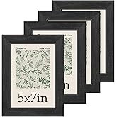 TENIBYC 5x7 Picture Frame 4 Pack, Black Wood Photo Frame, HD Tempered Glass, Table Display or Wall Hanging