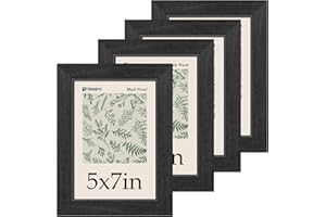 TENIBYC 5x7 Picture Frame 4 Pack, Black Wood Photo Frame, HD Tempered Glass, Table Display or Wall Hanging