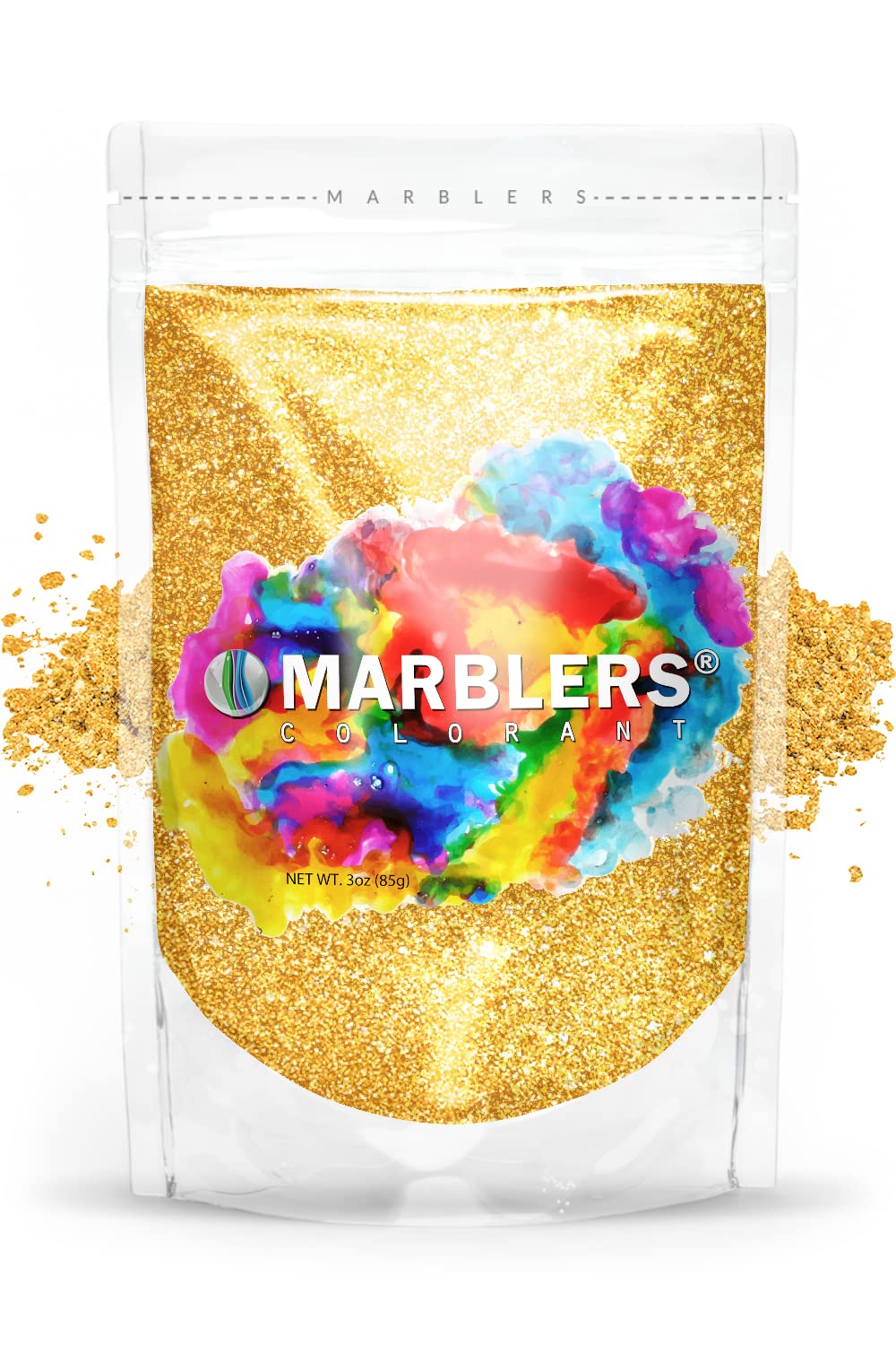 MARBLERS Gold Mica Powder [Giant Gold] 3oz (85g) | Cosmetic Grade | Epoxy Resin Pigment | Dye | Non-Toxic, Vegan, Cruelty-Free | Lip Gloss, Nails, Body Butter | Bath Bomb, Candle & Soap Making