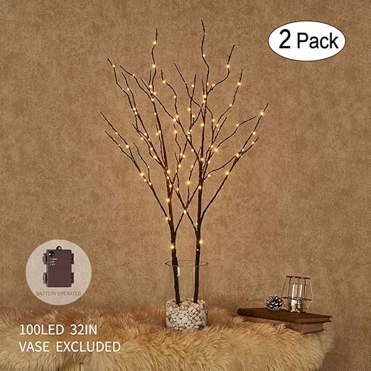 Hairui Lighted Willow Branches Brown With Fairy Lights Decor 32in
