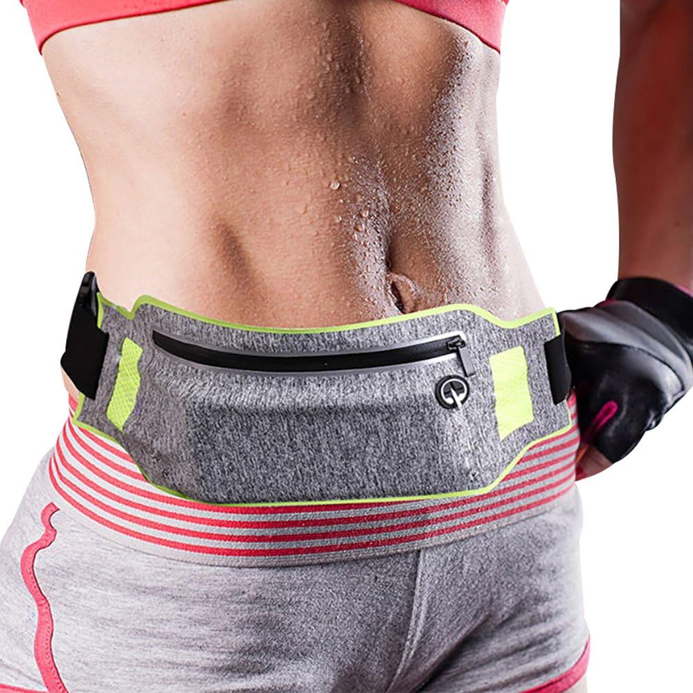 TOKYOUSTORE Slim Running Belt, Ultra Light Waist Pouch Workout Belt Waist Pack Exercise Waist Bag for Apple iPhone 8 X 7 6+ 5s Samsung in Running Cycling Fitness Gym Marathon