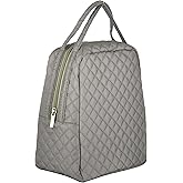 Large Quilted Fabric Cotton Reusable Inusulated Lunch Tote Bag Cooler Snack Bag Women Pretty Thermal Lunch box Storage Gift Bag for Work & Outdoor (Lava)