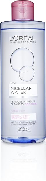 L'Oreal Paris Micellar Water for Sensitive Dry Skin 400ml Gentle Makeup Remover view 3