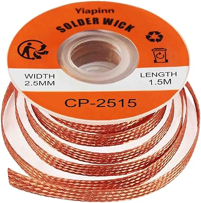 Yiapinn Solder Wick Desoldering Copper Wire 0.10in x 4.92ft Flux No-Clean