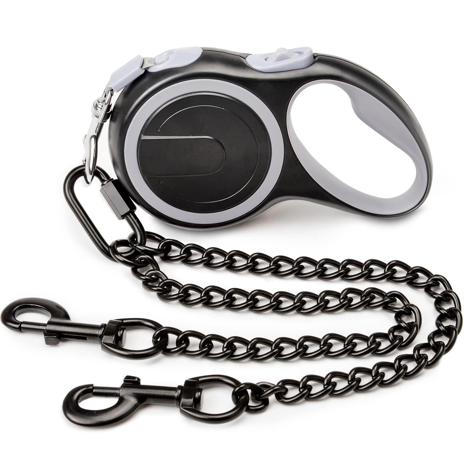 Fiyade Retractable Dog Lead for Large, Medium, Small Dogs - Double Leash With 2 Chain Leads, Extendable 5m + Metal 60cm-M