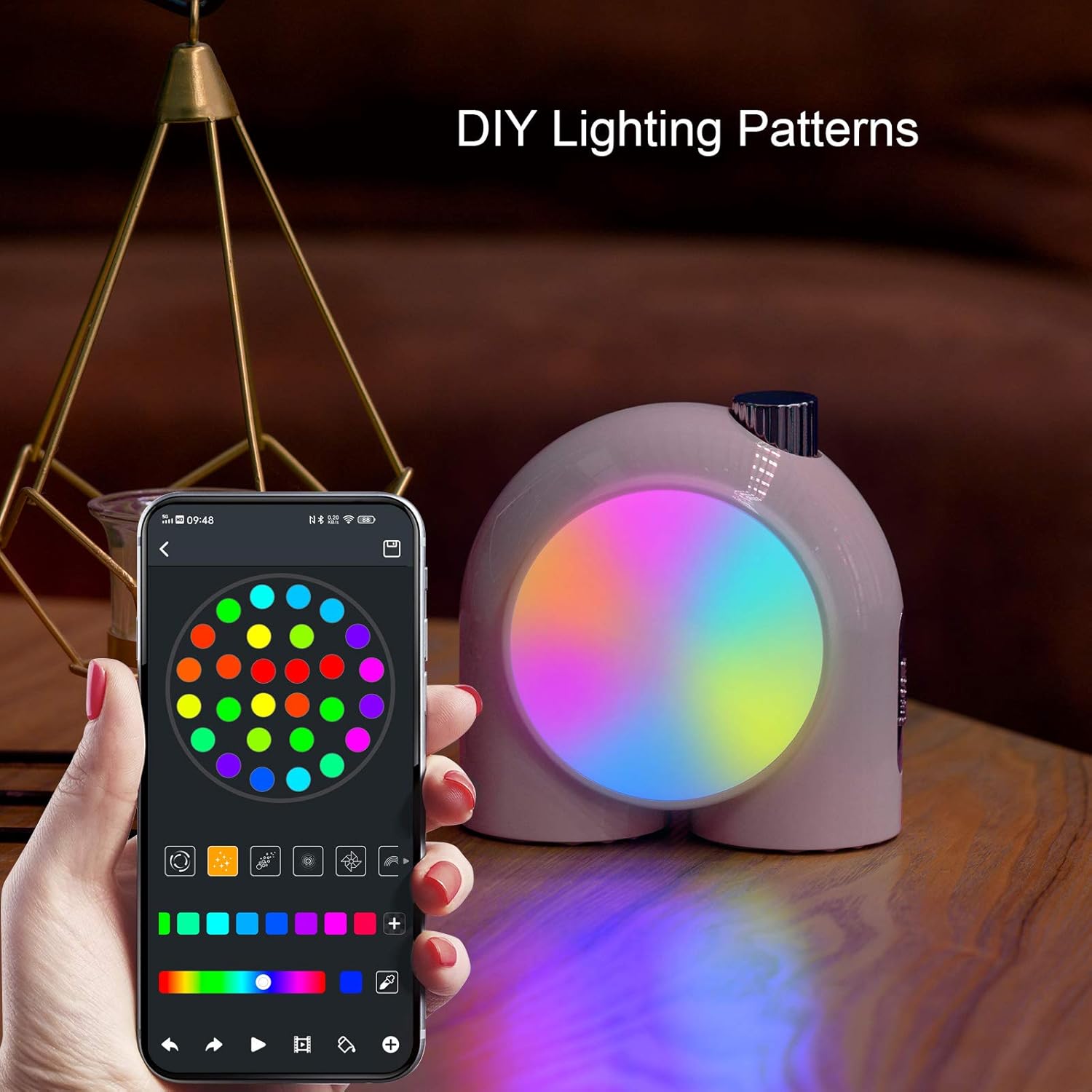 Divoom Planet-9 Smart Mood Lamp, Cordless Table Lamp with Programmable RGB LED for Bedroom Gaming Room Office, Pink: Home Improvement
