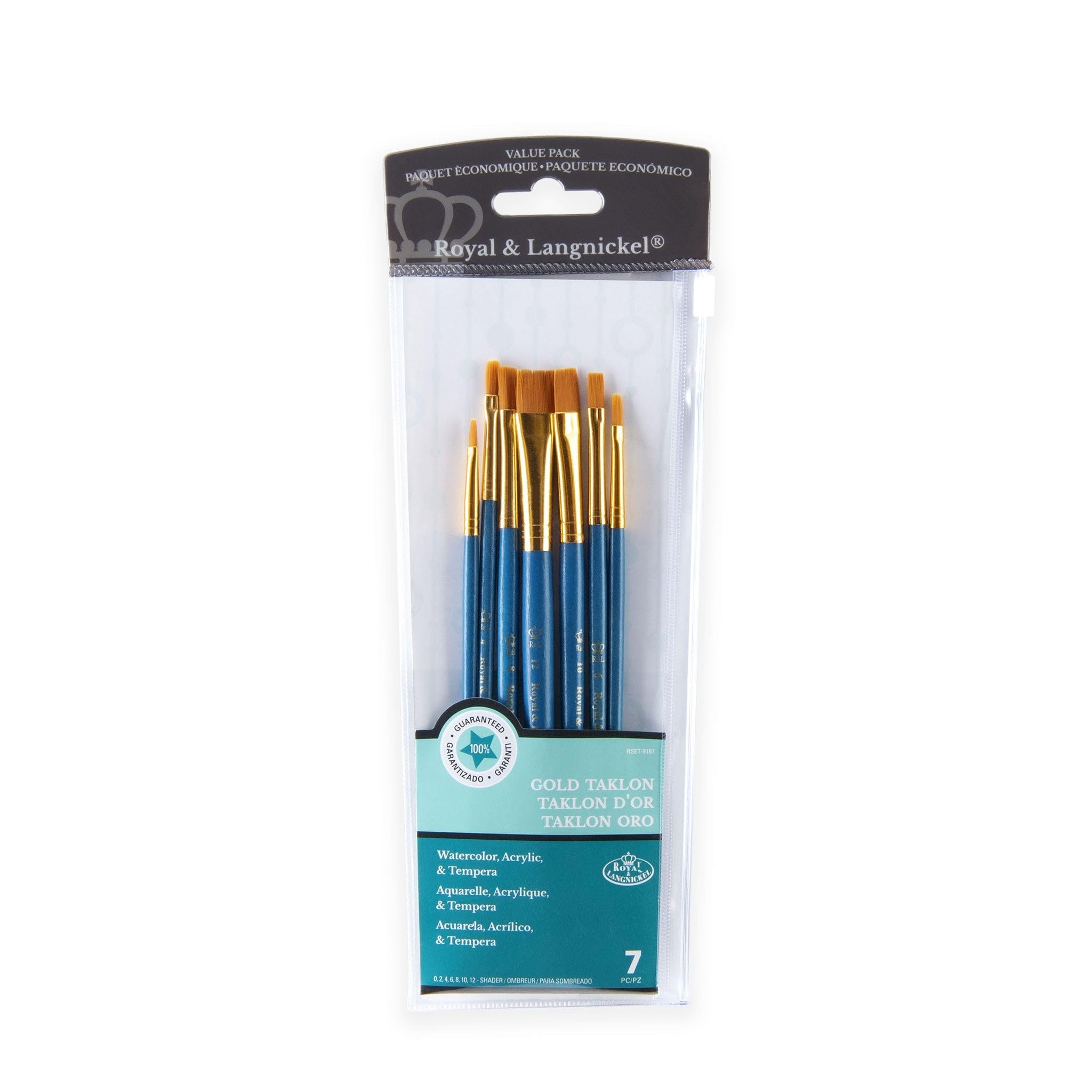 Royal and Langnickel Shader Taklon Variety Brush Set - Gold (Pack of 7)