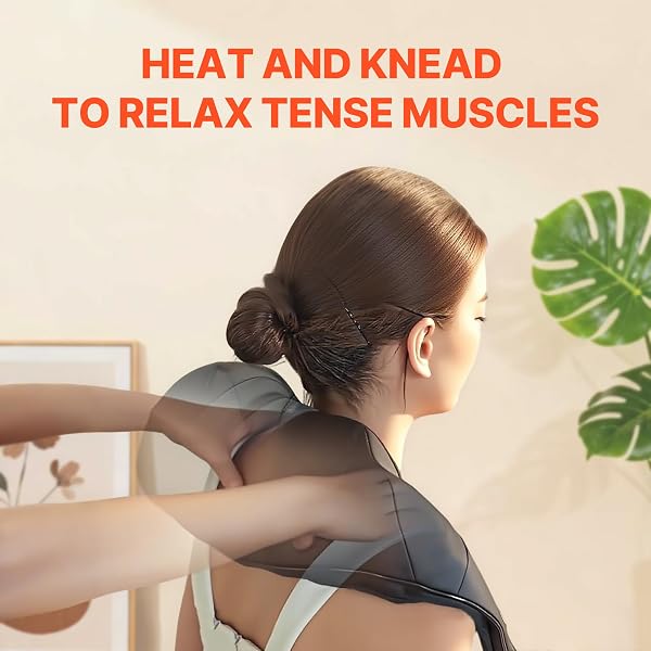ELOMOL NECK SHOULDER MASSAGER WITH HEAT – RECHARGEABLE BACK AND NECK MASSAGE PAIN RELIEF DEEP 5D TISSUE SHIATSU KNEADING MASSAGER FOR SHOULDER BACK LEG GIFTS FOR MOM DAD MEN WOMEN HER HIM