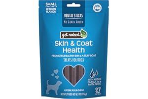 N-Bone 700453 Get Naked Grain Free 1 Pouch 6.2 oz Skin and Coat Dental Chew Sticks, Small