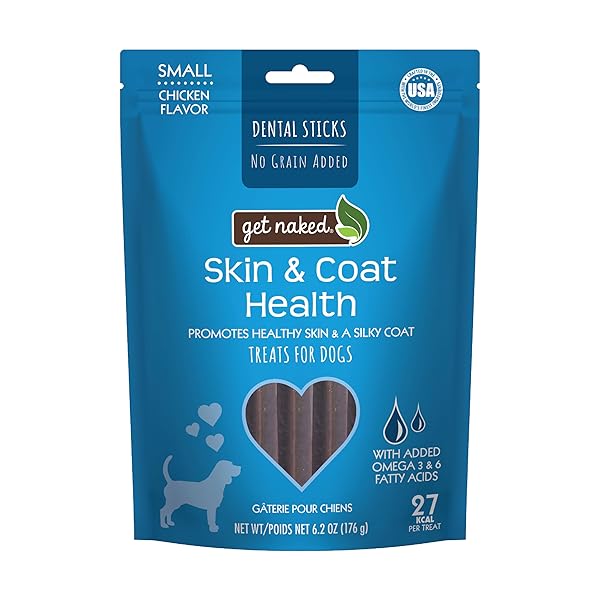 GET NAKED GRAIN FREE 1 POUCH 6.2 OZ SKIN & COAT DENTAL CHEW STICKS, SMALL