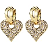 MUNIGSMUR 14K Gold Plated Huggie Hoop Earrings for Women Hypoallergenic Sterling Silver Post Lightweight Cubic Zircons Dangle Earrings