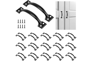 PINGEUI 30 Pack Gate Handle, 6 Inch Black Door Handle Cast Iron Sliding, Metal Long Gate Pull Handle Fence Handle for Outdoor, Garage, Interior