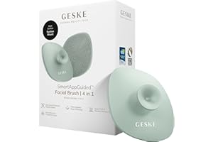 GESKE SmartAppGuided™ Facial Brush | 4 in 1 | Professional Facial Cleansing Brush with Handle | Skin Cleansing Soft Silicone 