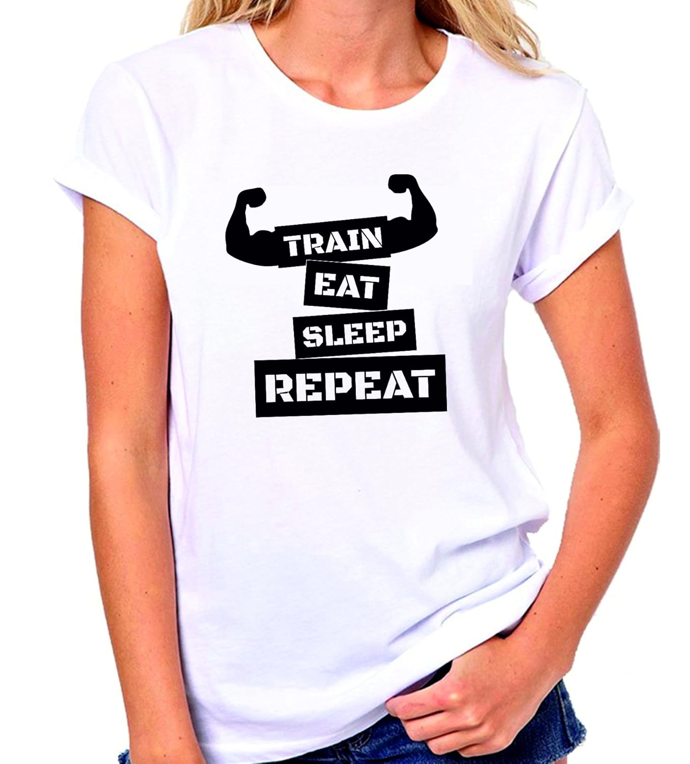 crazy sutra premium dry-fit polyester unisex half sleeve casual printed gym tshirt |funky tshirts (t-traineatsleeprepeat_w)