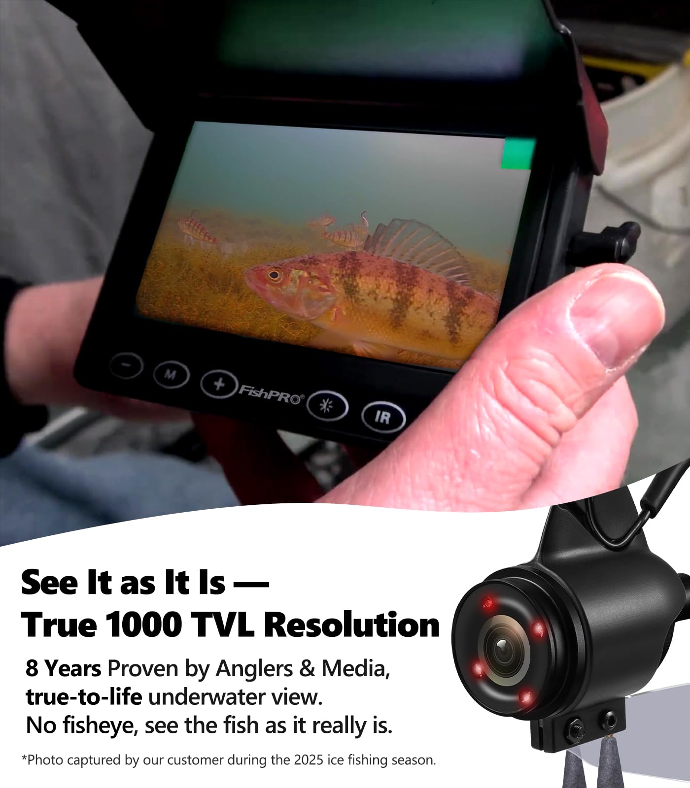 [FishPRO® 2026 Upgrade] Underwater Fishing Camera 4.3'' [Proven Since 2017] Ice Fishing Camera 1000 TVL w/ 65ft Magnetic-Spool, IR, USB-C, 5000mAh, Portable Fish Finder for Ice Lake Boat Kayak Fishing