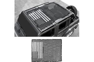 RT-TCZ Sunshade Mesh Shade Top Cover Provides Roof UV Sun Protection for Jeep Wrangler JLU & Gladiator JT 2018-2024 Rubicon Sahara Sport Sport-S 4-Door