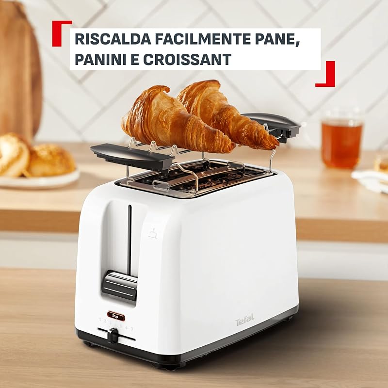 Vita, Tostapane 2 Fette Con Scaldapanini, Leva Extra Alta, 7 Livelli Di Doratura, Fessure Extra Larghe, Bianco, TT1A21E0