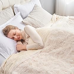 GONAAP Fuzzy Faux Fur Throw Blanket Queen Size