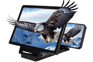 WARMOW Big Screen Phone Magnifier, Screen Magnifier for Cell Phone, 3D HD Foldable Design Screen Magnifier Version for Movies, Videos and Gaming, Portable with All Smartphones (Black, 10-Inch)