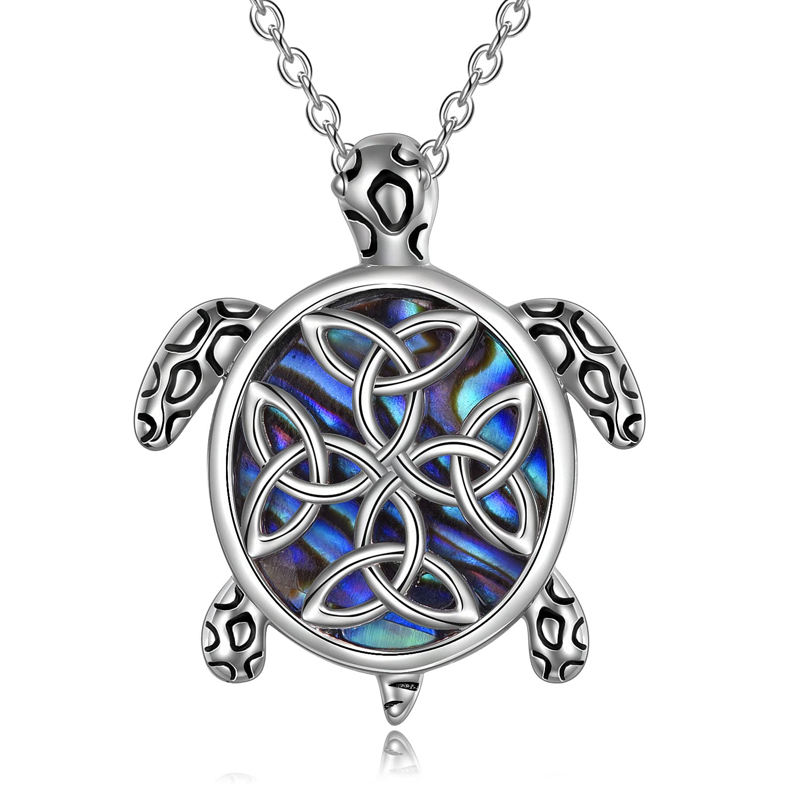 YFN Sterling Silver Celtic Knot Turtle Pendant Tortoise Jewellery - Sea Turtle Gifts for Women & Men