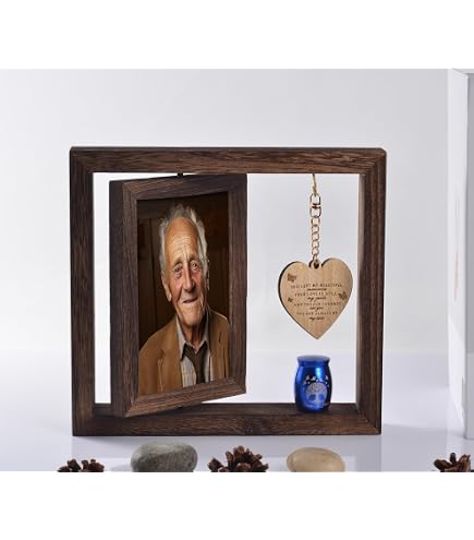 Twotigers Memorial Picture Frame & Mini Urn Set – Rose Gold Keepsake Urn (2.8") Holds Ashes, Frame Holds 4x6 Photo & Flowers