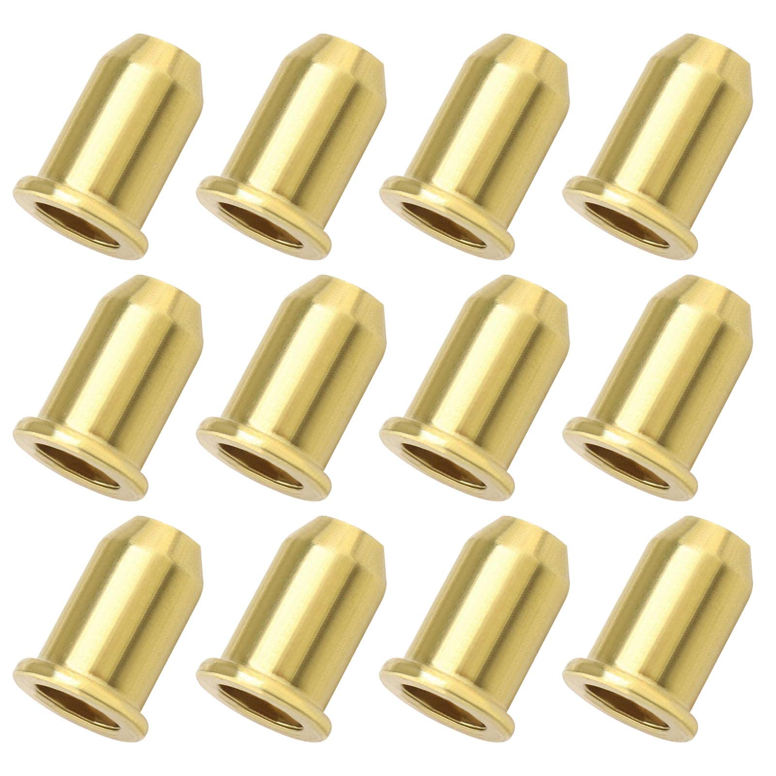 YINETTECH 12pcs Guitar String Ferrules Guitar String Caps Mounting Buckle Through Body Ferrules Bushing for Electrical Guitar Musical Instruments Parts Gold
