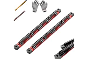 Pro-Series Aluminum Magnetic Hex Bit Organizer, 40-Slot 1/4" Drive Sliding Rail Holder, CNC Machined Heavy-Duty Aluminum, Str