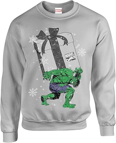 Babbo Natale Marvel.Ufficiale Marvel Comics Hulk Di Babbo Natale Per Bambini Felpa Grigio Medium Amazon It Abbigliamento