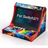 Retro Arcade Stick for Switch 2/1/OLED,Mini Arcade Machine Cabinet(Neon) | 12 Game Card Slots &amp; SD Card,Support Turbo