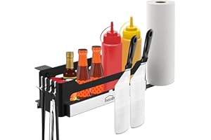 mossime Griddle Caddy for Blackstone 28"/36" Griddles/Prep Cart, Space Saving for Blackstone Griddle Accessories, BBQ Accessories Storage Box with Magnetic Tool Holder & Paper Towel Holder