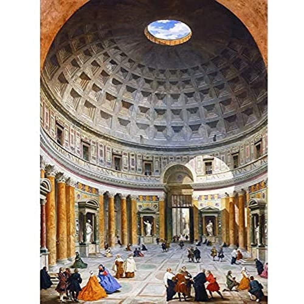 Panini Interior Pantheon Rome Monumant Painting Art Print Canvas Premium Wall Decor Poster Mural