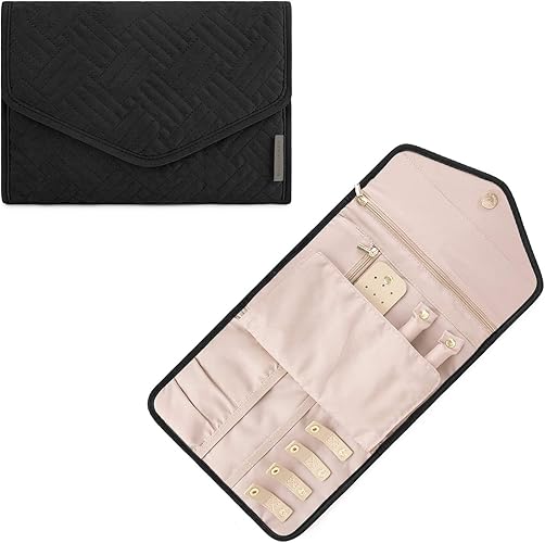 BAGSMART Travel Jewelry Organizer Roll Foldable Jewelry Case for