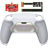 eXtremeRate Silver Real Metal Buttons (RMB) Version Rise 2.0 Remap Kit for PS5 Controller BDM-010 020 Gray Rubberized Grip Back Shell, Upgraded Programable Back Buttons Attachment for PS5 Controller