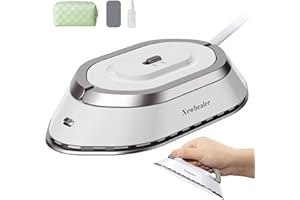 Newbealer Travel Iron with Global Voltage, 100-240V Mini Dry Iron for Clothes (No Steam), Max 300W, 60s Heat Up, 302℉ Non-Sti