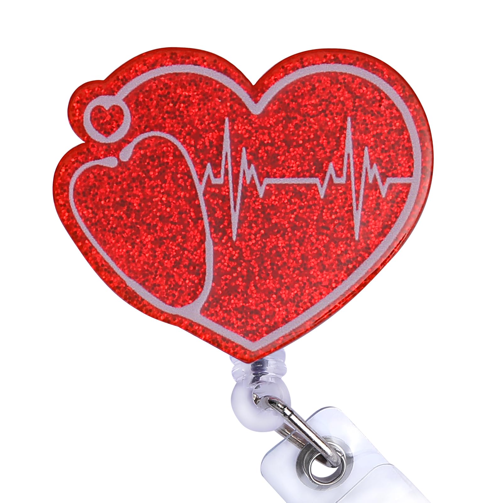 BEEFLYING Heart Badge Reel Retractable Cute Nurse ID Card Badge Badge Holder with Swivel Alligator Clip for Office School Hospital Teacher Nursing Name Tag Card