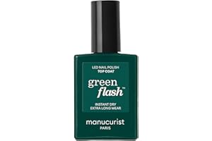 Manucurist - Green Flash Top Coat - Vegan LED Gel Nail Polish Top Coat - 12-Free - Plant-Based Ingredients - Made in France - 0.5 fl oz