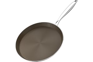 Stainless Steel Crepe Pan - 10 Inch Titanium Ceramic Nonstick Crepe Pan, Stainless Steel Pancake Pan, Non Stick Flat Skillet 