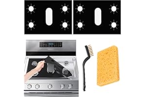 ITSNIO Stove Burner Covers Gas Stove Protectors for Samsung LG Gas Range, Reusable Gas Stove Covers, Non-Stick Washable Stove Liner, Stove Covers Heat Resistant Protectors for Kitchen/Cooking (0.4mm, 2Pack)