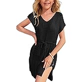 Haloumoning Girls Crochet Swim Beach Cover Up Short Sleeve Swimsuits Long Beach Dress 5-14 Years