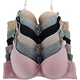 Iheyi 6 Pieces Women's Wired Basic Plain Light Regular Padding Everyday Bra