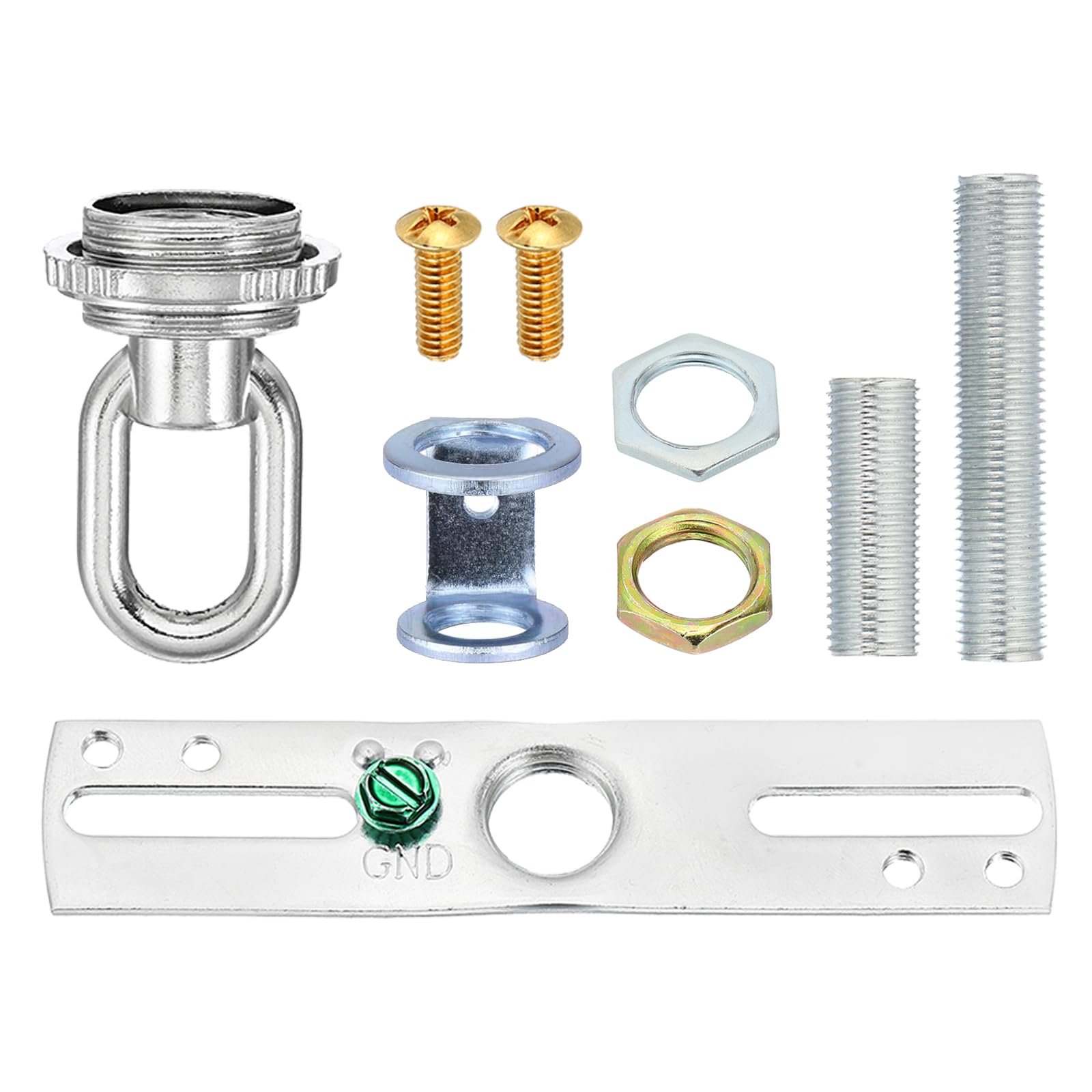 PATIKIL 4" Universal Light Fixture Cross Bar Kit, 1/4 IP Center Ceiling Light Plate Mounting Bracket Canopy Hardware Repair Set with Screw Loop, Nickel Color