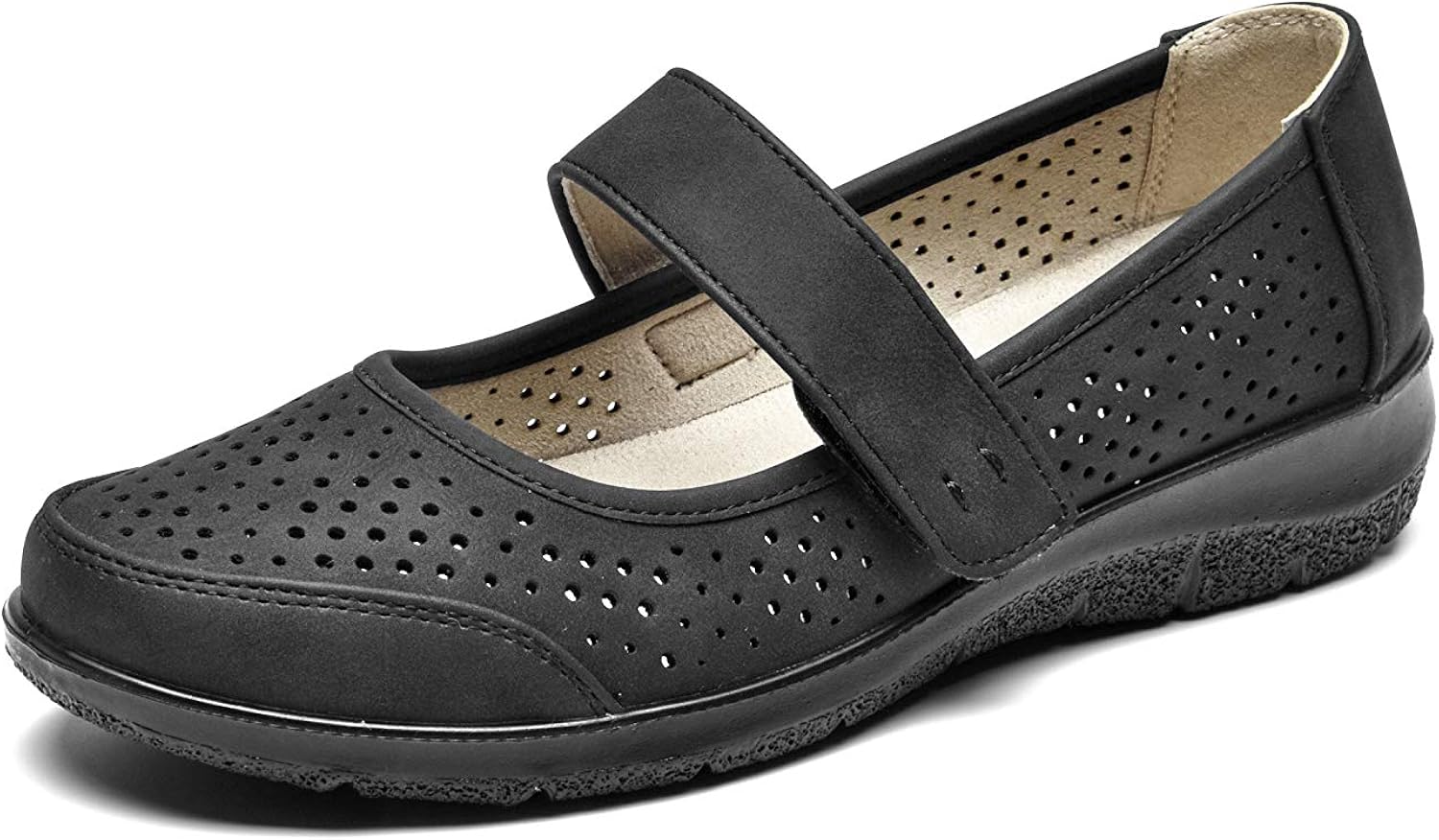 VJH confort Women's Mary Jane Flats, Breathable SlipOn