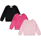 BTween Girls Cozy Velour Sweatshirt Set, 3 Pack of Soft Sweatshirts for Kids, Stylish Casual Outfits, Sizes 4-14